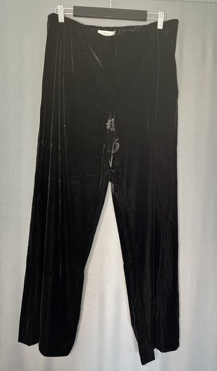 Coldwater Creek Pants - Vtg Coldwater Creek Wide Leg Velvet Pants 16P Black Side-Zip Victorian Holiday